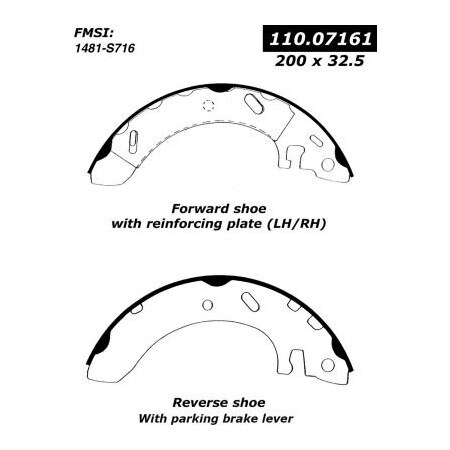 Centric Centric Premium Brake Shoes, Centric Parts 111.07161 111.07161